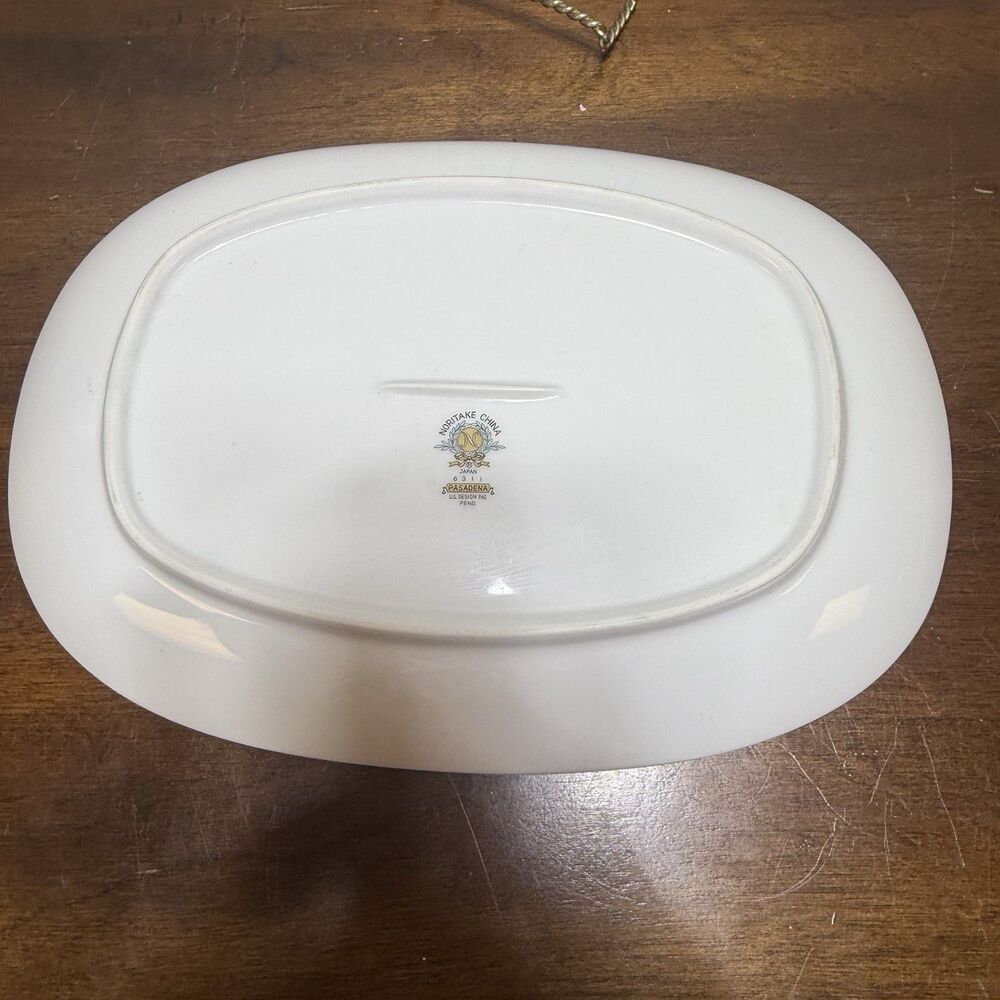 Noritake PASADENA 6311 Japan 11 1/2" Oval Pink Grey Rosebud Platinum Trim - Picture 9 of 9